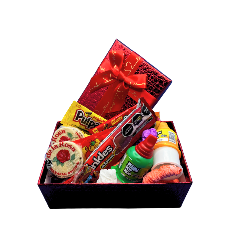Kit de regalo: mezcal Montelobos con caja de dulces mexicanos