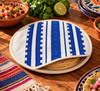 Kit de molcajete de piedra y tortillero azul tejido a mano